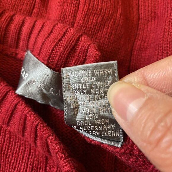 Oscar de la Renta Sweater Men L Cable Knit Red Crew Neck Jumper Pullover Preppy - Picture 5 of 8